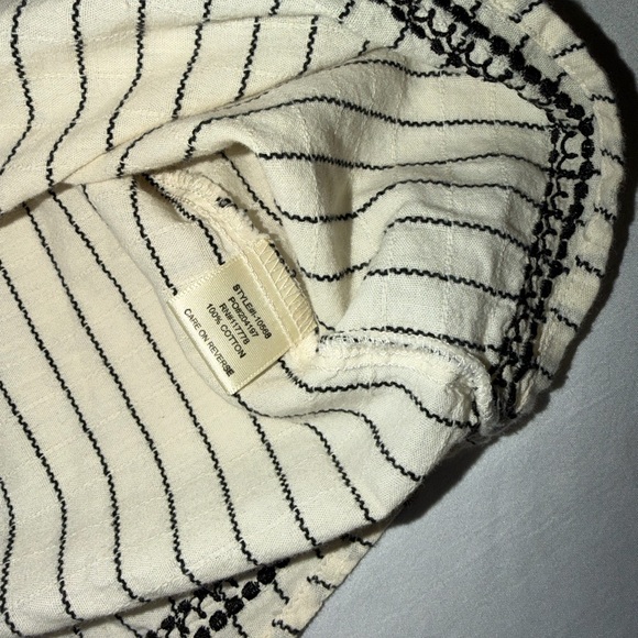 Lovestitch Embroidered Tank Top Cream Black Striped Boho Women’s M - Picture 4 of 5
